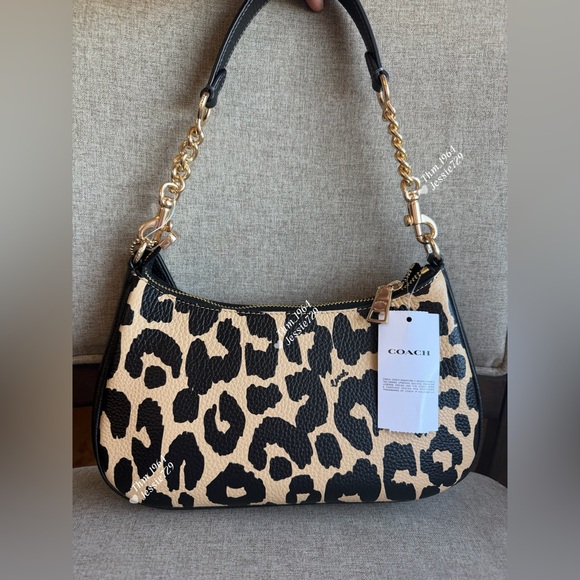 ‼️last 3‼️NWT！COACH Teri Shoulder Bag With Leopard Print（CBH61）holiday gift - Picture 2 of 14